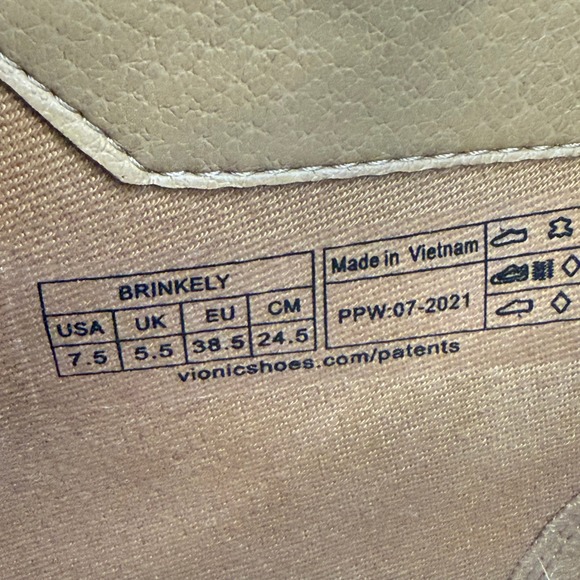 Vionic Brinkley Olive Green Leather Gold Camo High Top Sneakers Womens 7.5 - Picture 5 of 5